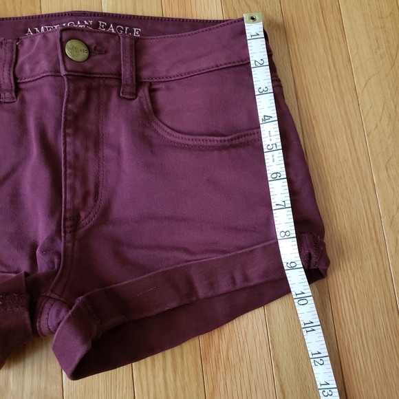 AEO Hi Rise Maroon Shorts - Picture 5 of 7